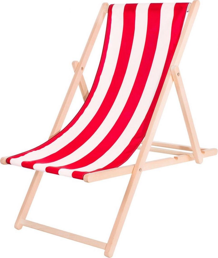 Platinet Garden Wooden Sunbed Summer Red Stripes