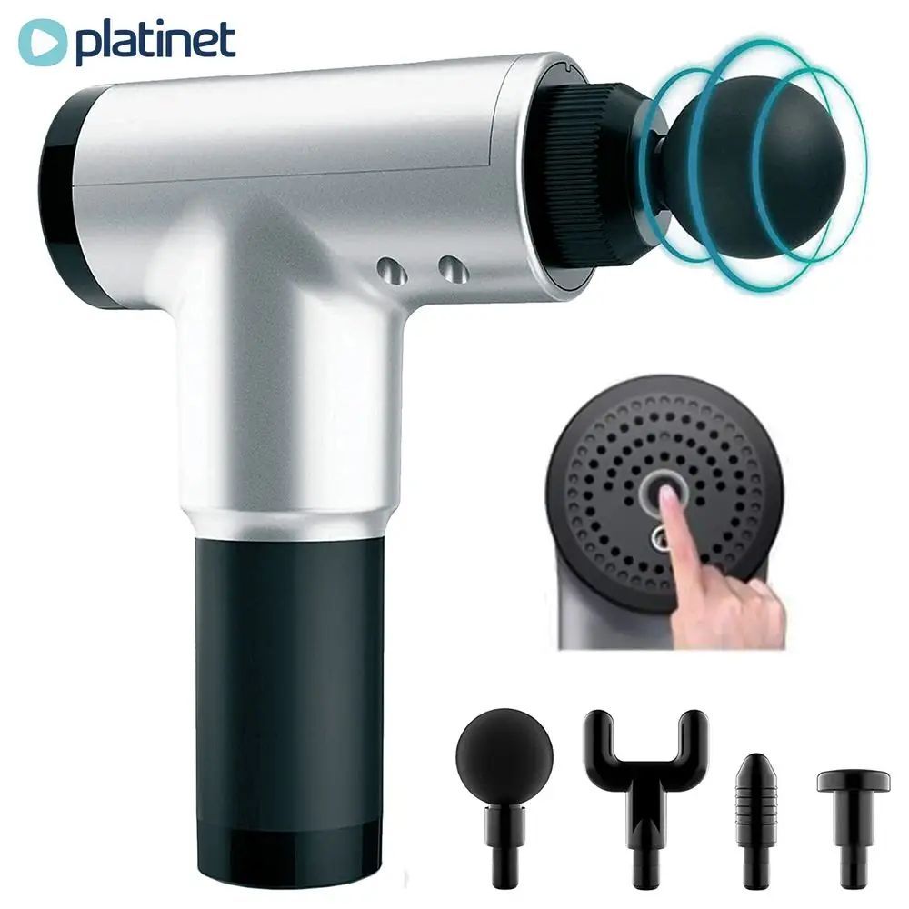 Platinet Sport Pro Cordless Massage Gun + 4 massage tips Silver