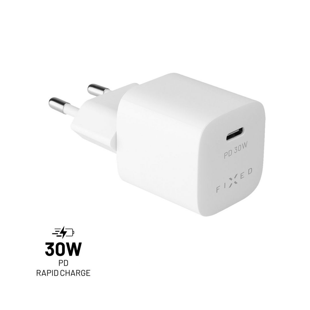 FIXED Mini USB-C Travel Charger 30W, white