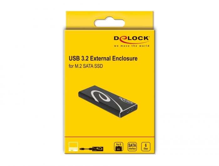 DeLock External Enclosure SuperSpeed USB for M.2 SATA SSD Key B