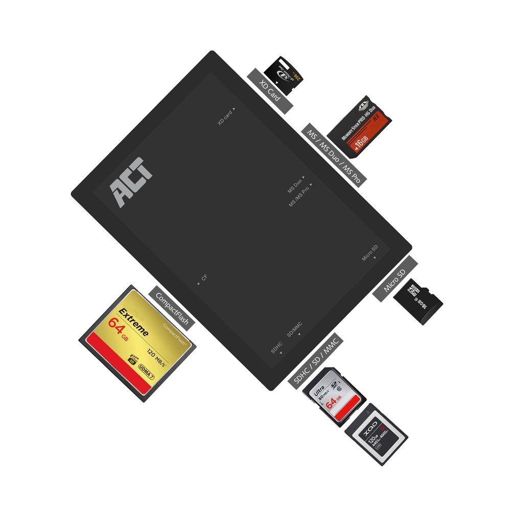 ACT AC6370 External USB 3.2 Gen1 (USB 3.0) Card Reader