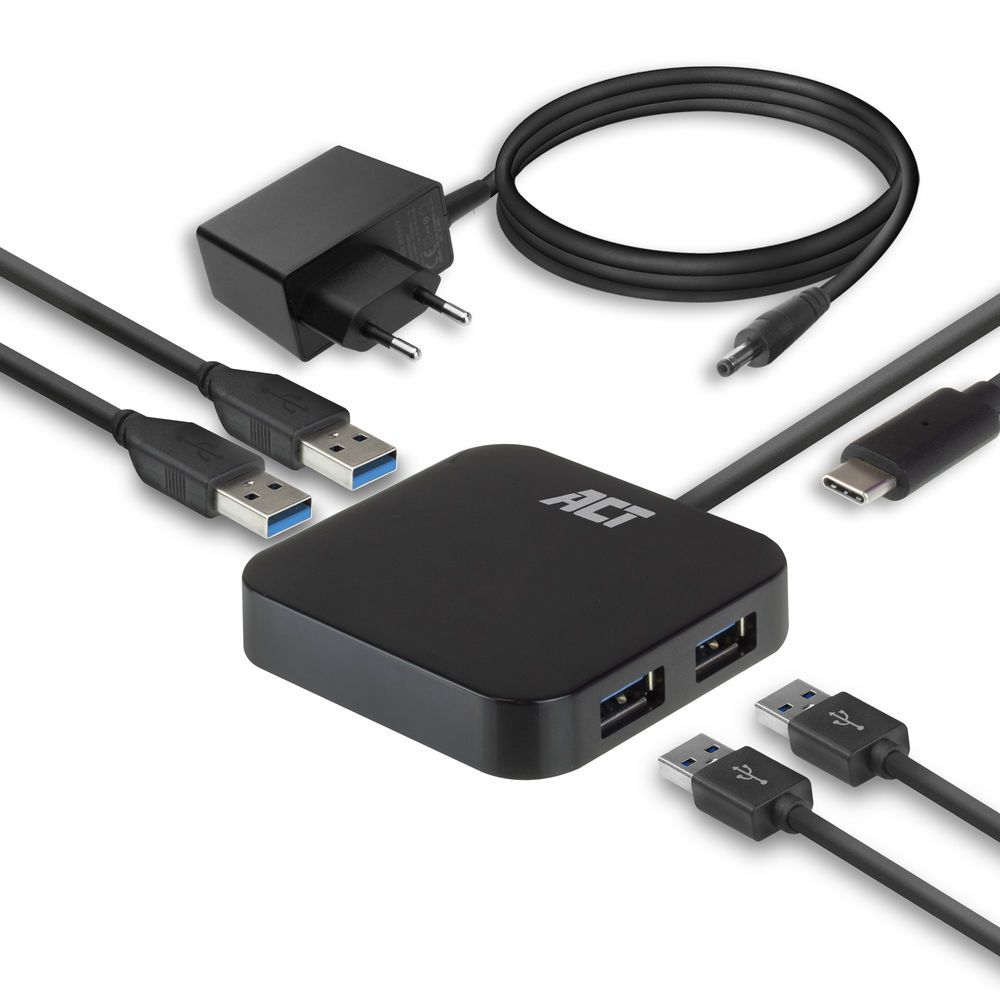 ACT AC6410 USB-C Hub 4 port with power supply