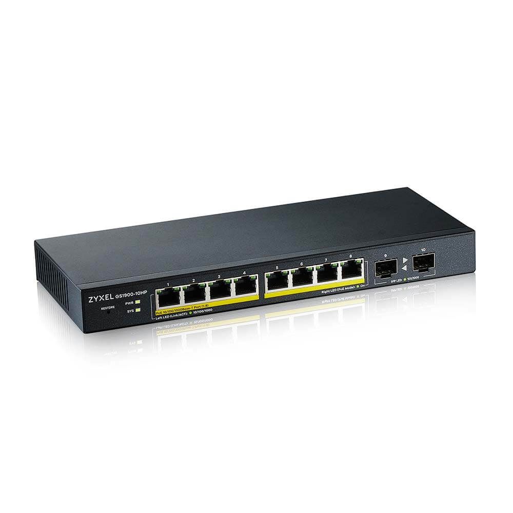 ZyXEL GS1900-10HP-EU0102F 10x1000Mbps Smart Menedzselhető PoE Switch