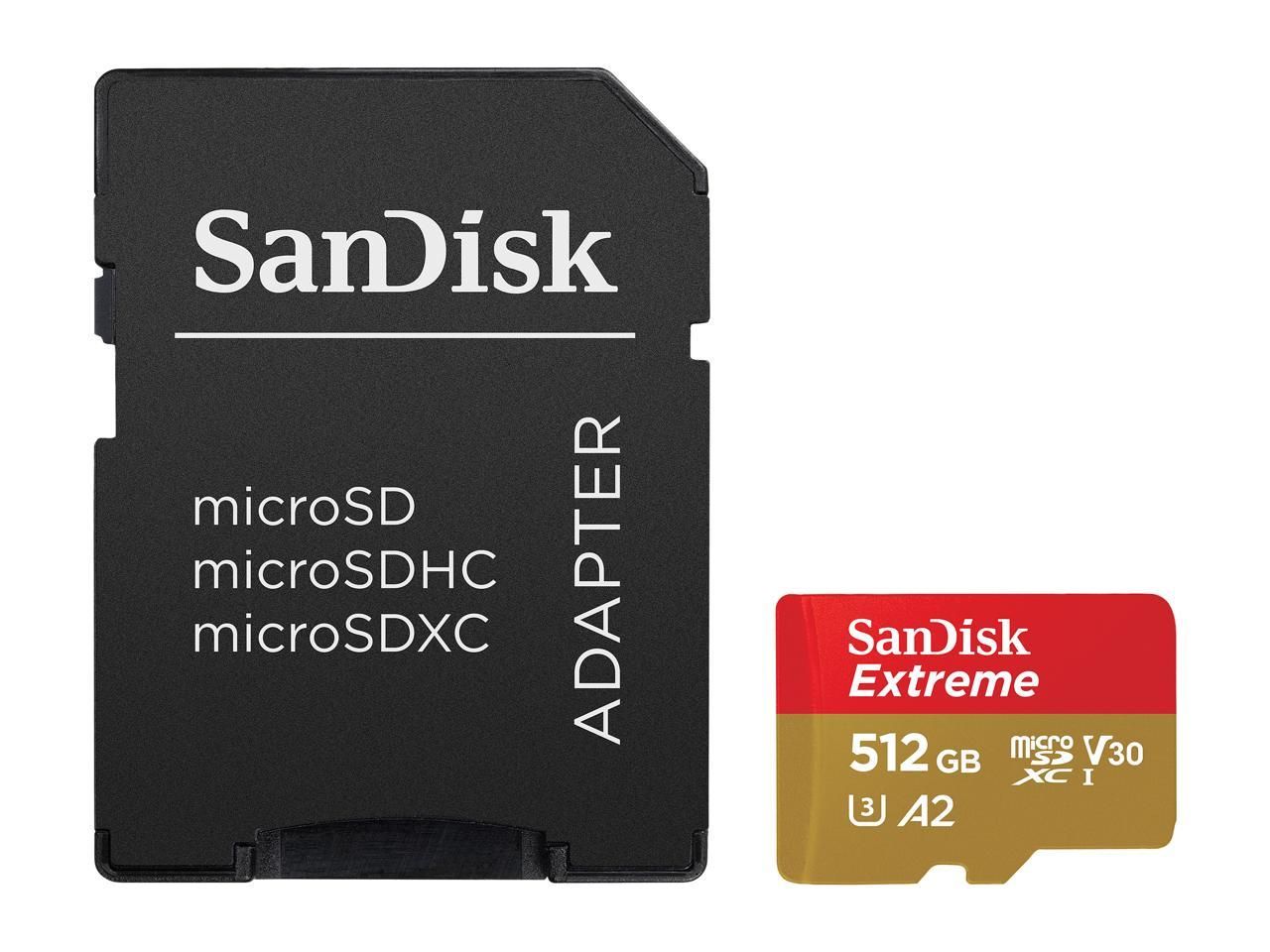 Sandisk 512GB  microSDXC Extreme Class 10  U3 V30 A2 +adapterrel