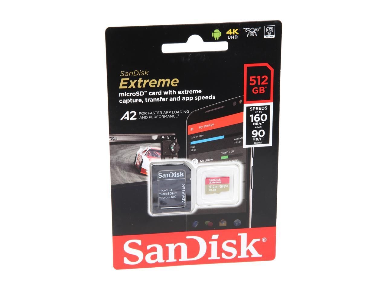 Sandisk 512GB  microSDXC Extreme Class 10  U3 V30 A2 +adapterrel