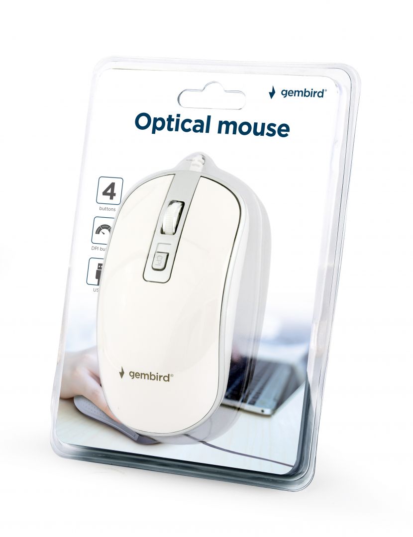 Gembird MUS-4B-06-WS Optical mouse White/Silver