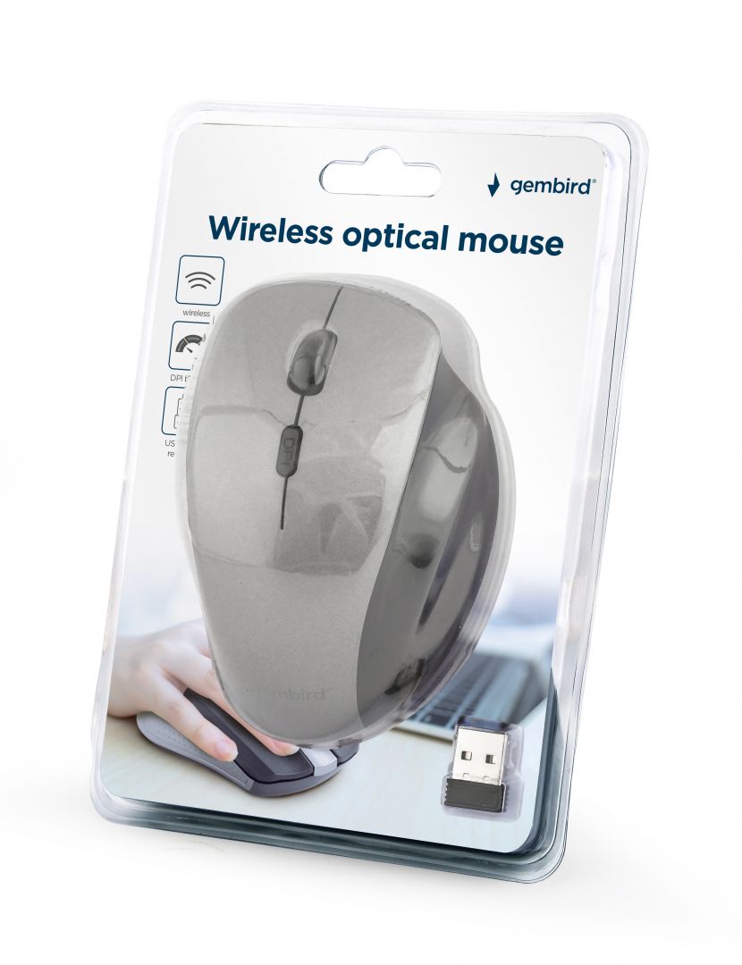 Gembird MUSW-6B-02-BG wireless optical mouse Black/Space Grey