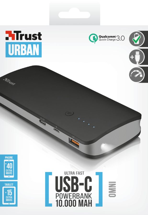 Trust Urban Omni Ultra Fast 10000mAh Powerbank with USB-C