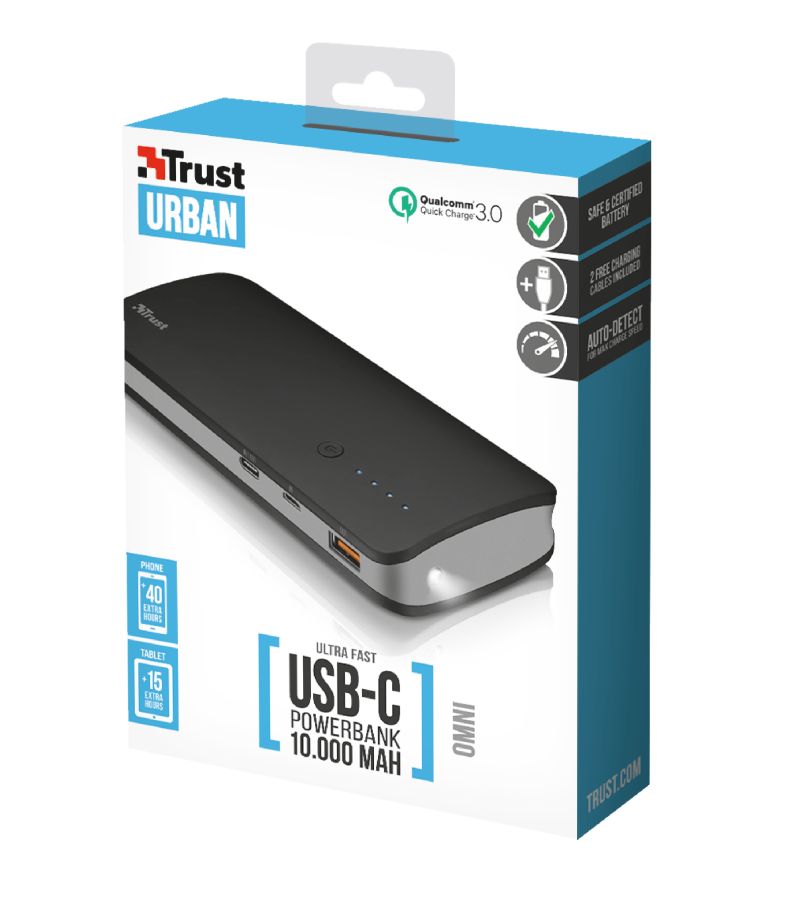 Trust Urban Omni Ultra Fast 10000mAh Powerbank with USB-C