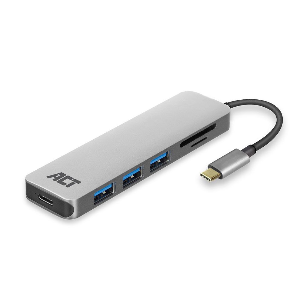 ACT AC7050 USB-C Hub 3 port with CardReader Grey