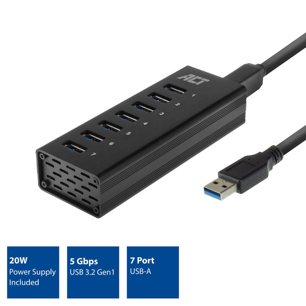 ACT AC6315 USB 3.2 7.Port Hub Black