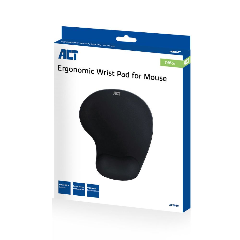 ACT AC8010 Ergonomic with wrist rest Egérpad Black