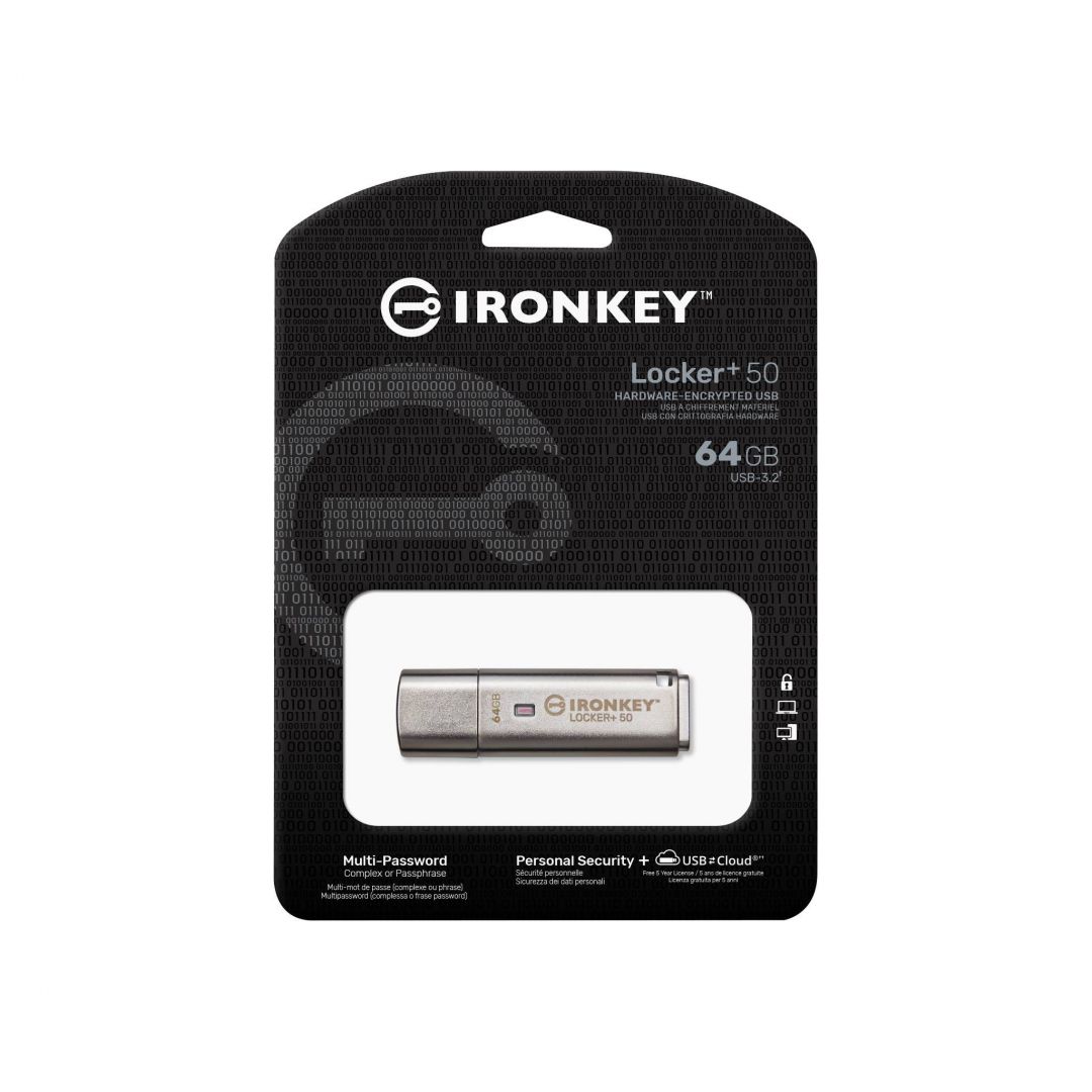 Kingston 64GB Ironkey Locker+50 USB3.2 Silver