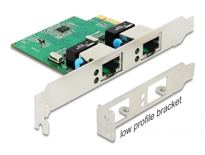 DeLock PCI Express x1 Card 2x RJ45 Gigabit LAN RTL8111