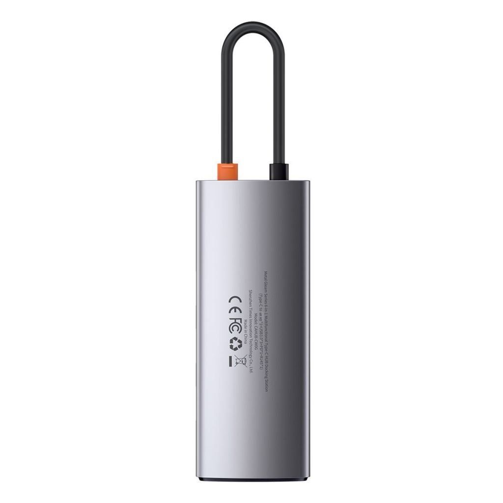 Baseus CAHUB-CW0G Metal Gleam Series 6 az 1-ben hub USB-C-> 3x USB 3.0 HDMI USB-C PD RJ45 Ethernet