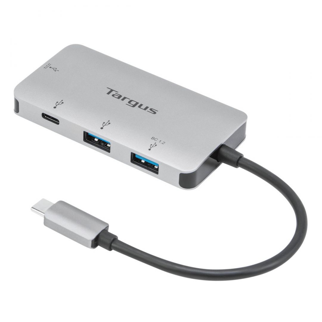 Targus USB-C Multi-Port Hub with 2x USB-A and 2x USB-C Ports with 100W PD Pass-Thru Silver