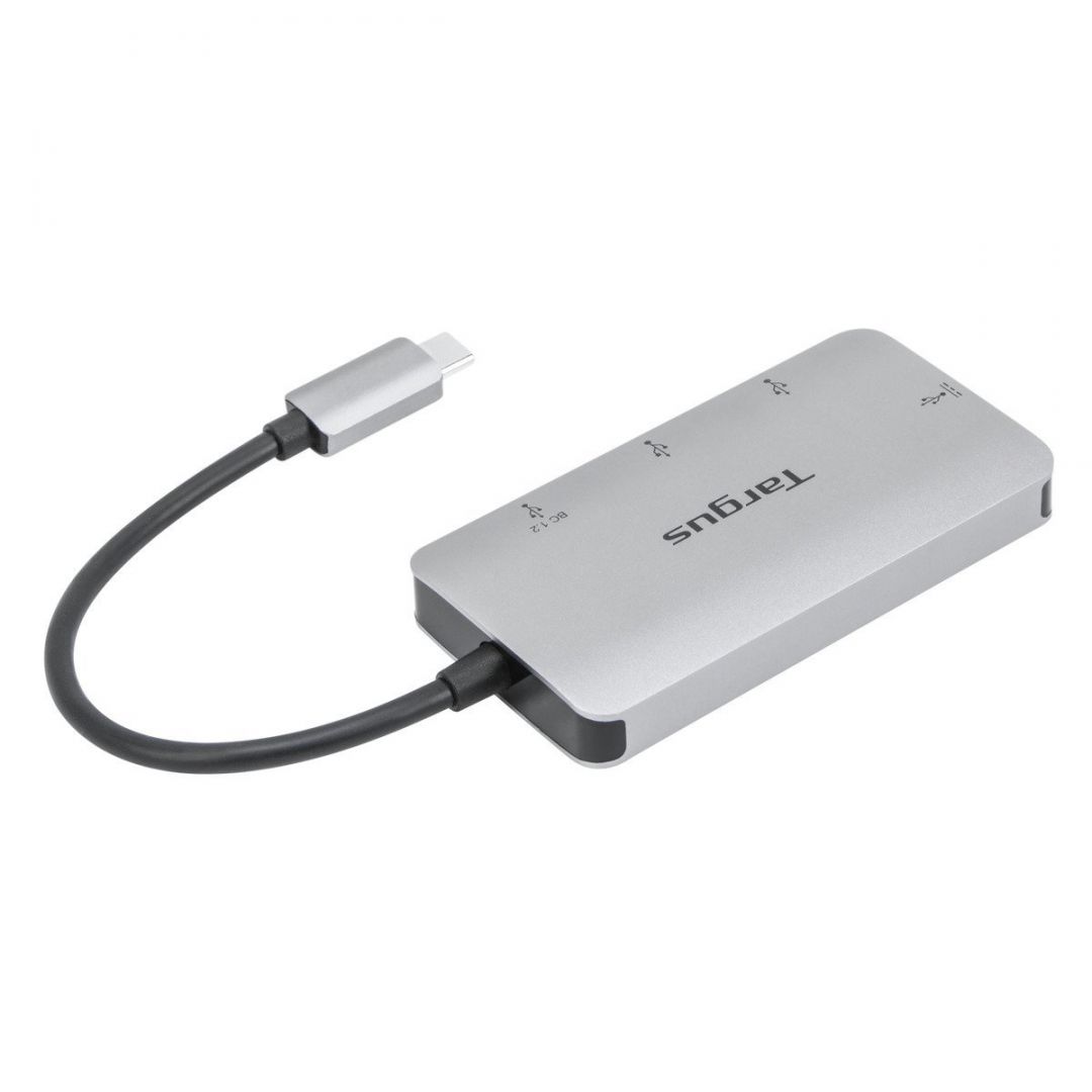 Targus USB-C Multi-Port Hub with 2x USB-A and 2x USB-C Ports with 100W PD Pass-Thru Silver