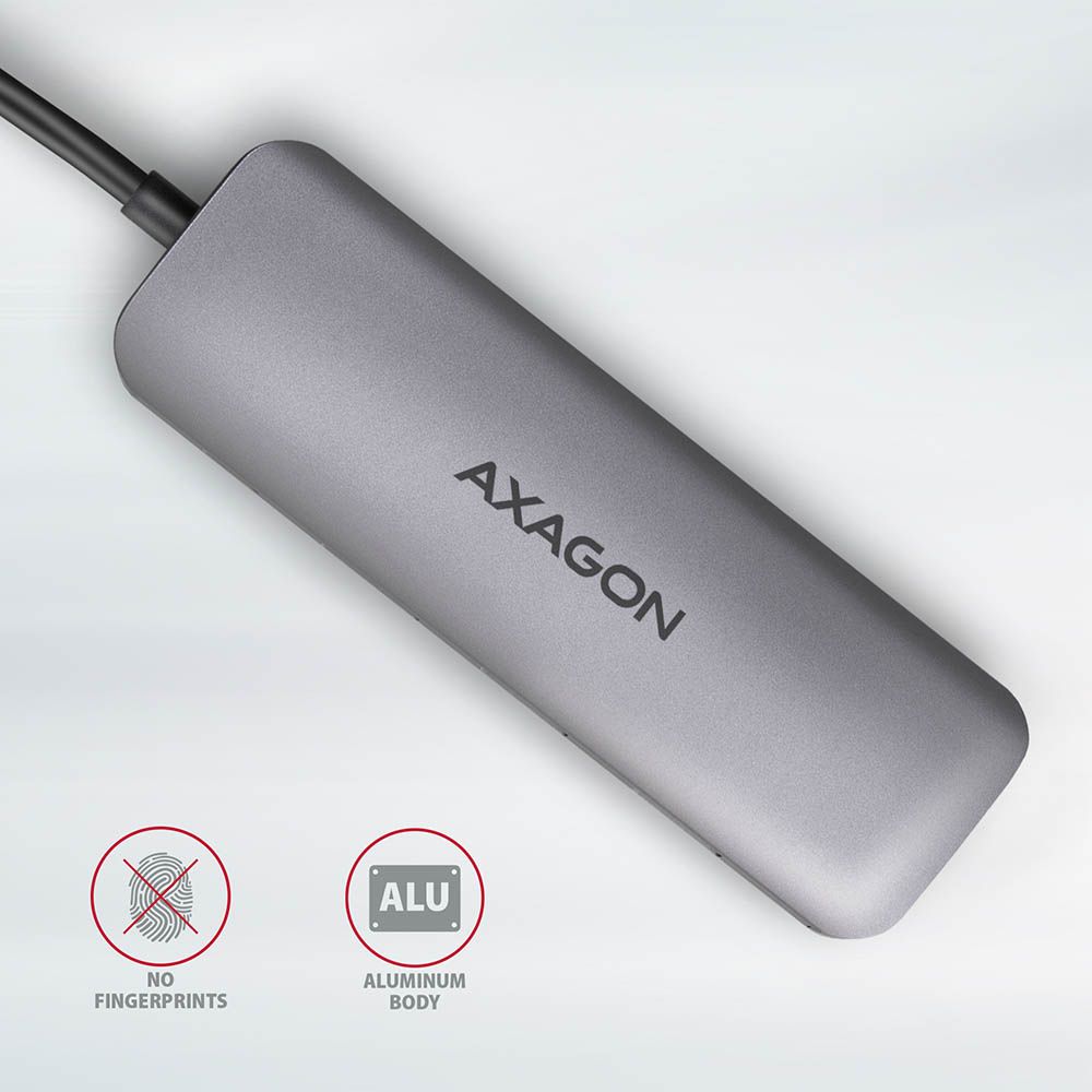 AXAGON HMC-5 Superspeed USB-C Speedster 5H HUB Silver