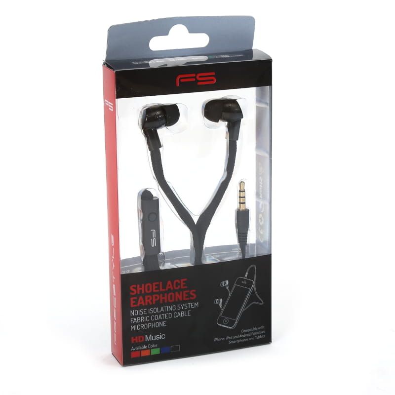 Platinet Shoelace Earphones Headset Black