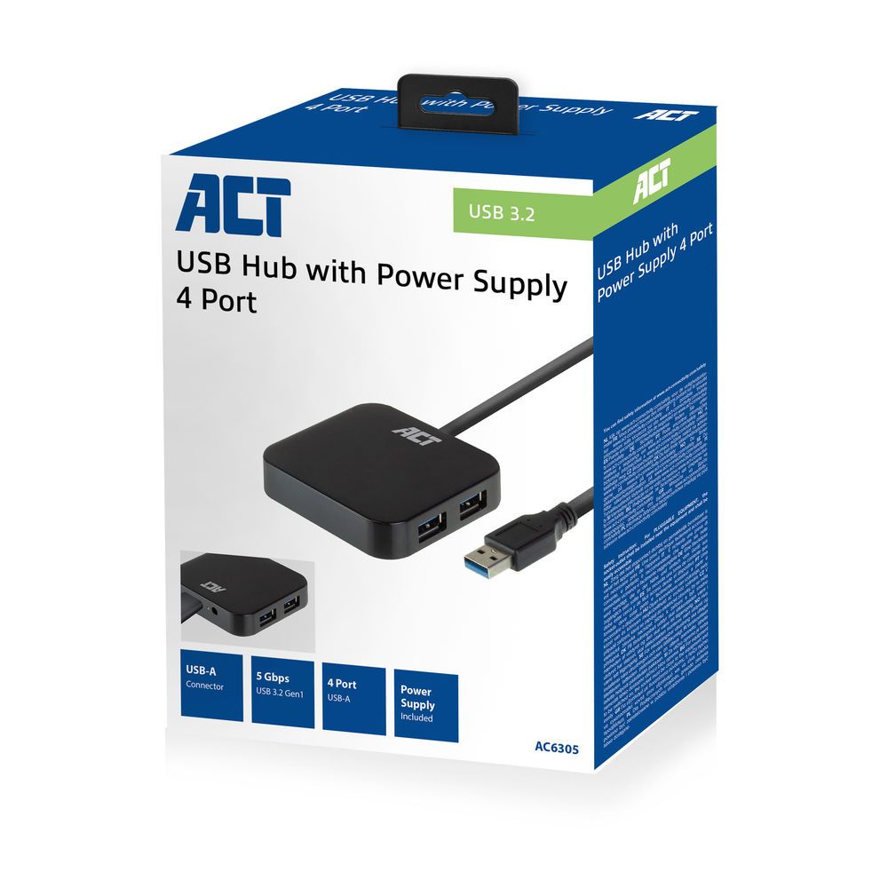 ACT AC6305 USB 3.2 4-Port Hub Black