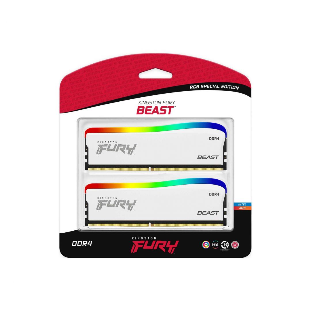 Kingston 16GB DDR4 3200MHz Kit(2x8GB) Fury Beast RGB SE White