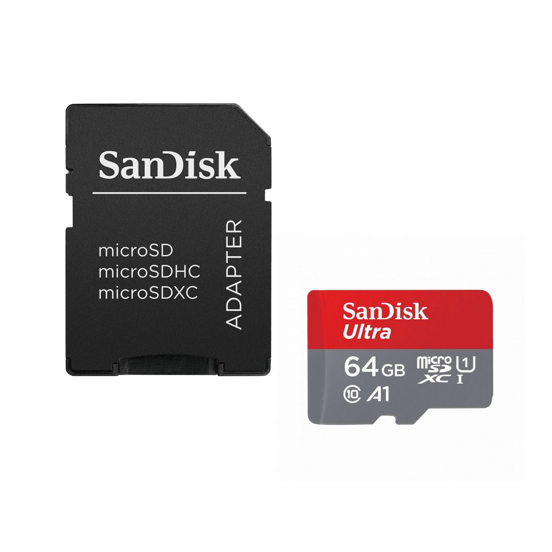 Sandisk 64GB microSDHC Ultra Class 10 UHS-I A1 + adapterrel