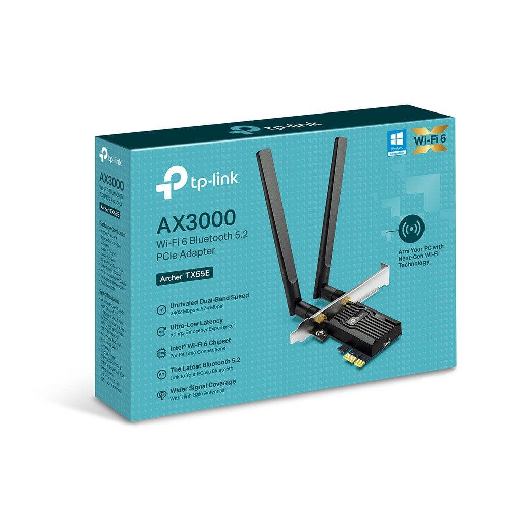 TP-Link Archer TX55E AX3000 Wi-Fi 6 Bluetooth 5.2 PCIe Adapter