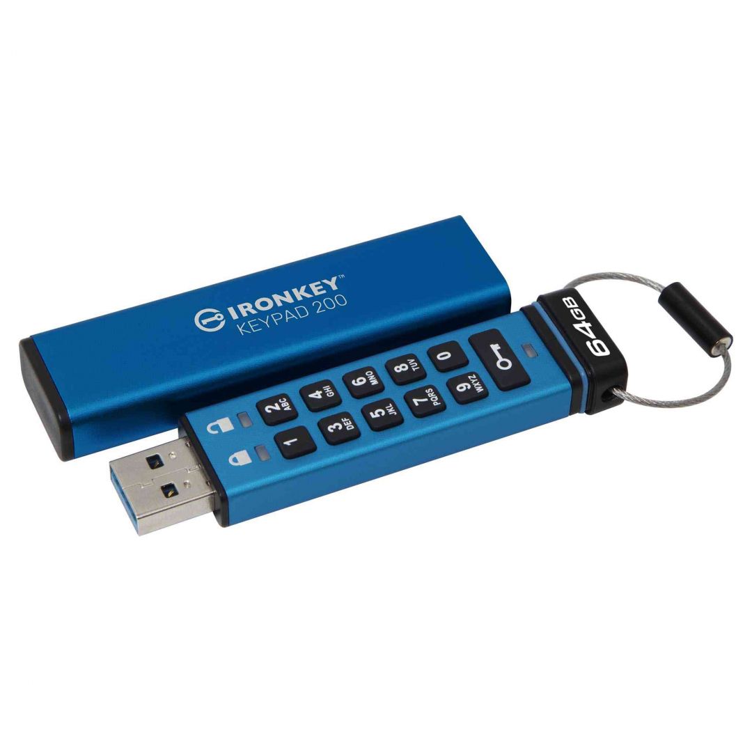 Kingston 64GB IronKey Keypad 200 USB3.2 Blue