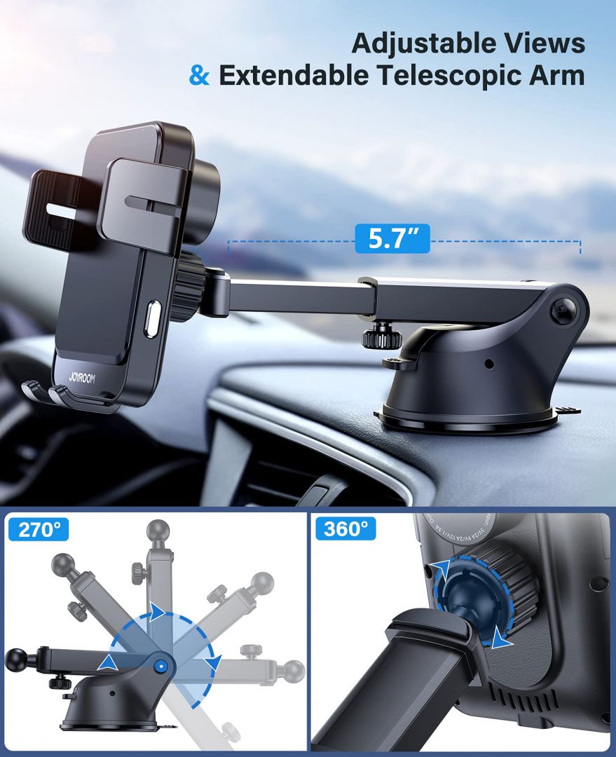 Joyroom JR-ZS219 Qi 15W Three-axis Electric Wireless Car Charger Holder Mount Black