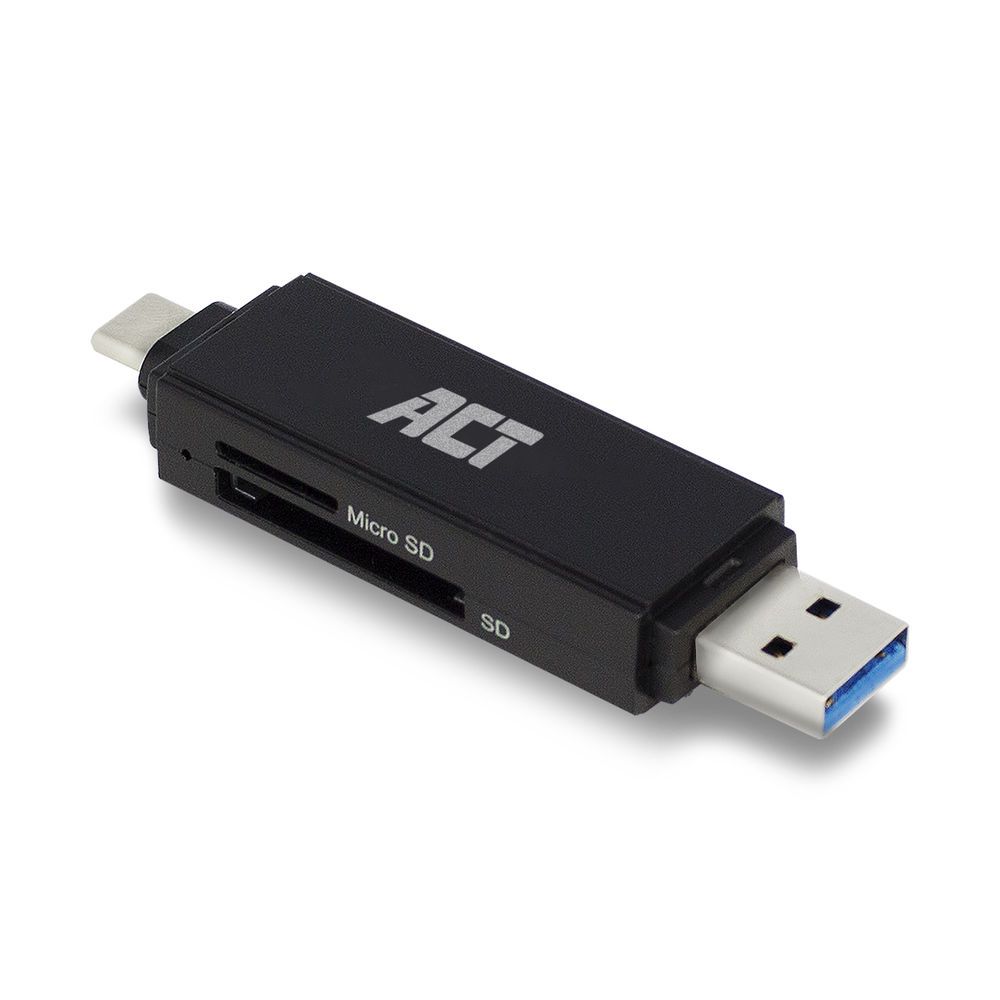 ACT AC6375 USB-C/USB-A Card Reader for SD/MicroSD