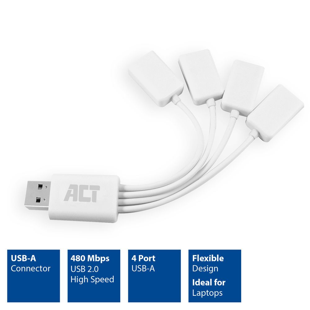 ACT AC6210 USB 2.0 4-Port Hub White