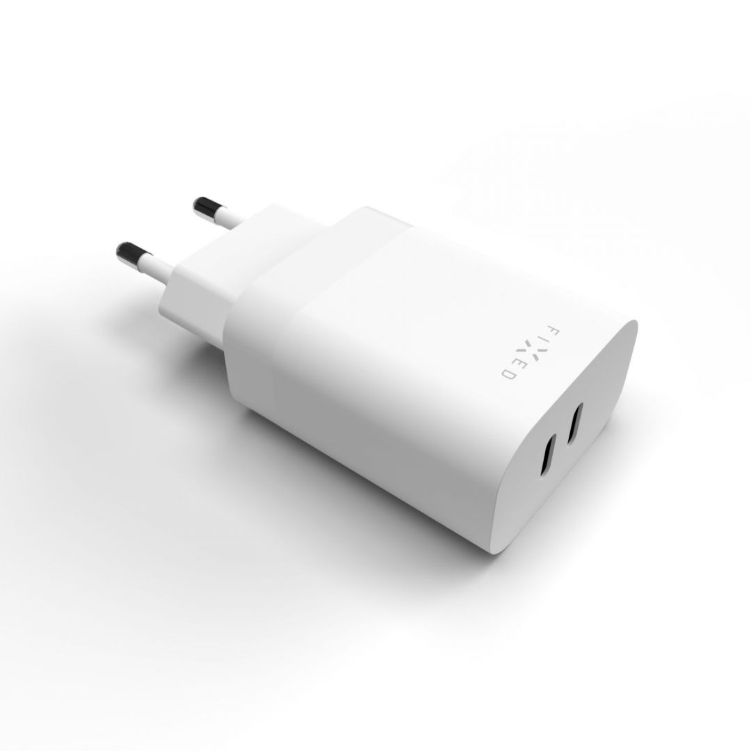 FIXED Dual USB-C Travel Charger 35W, Fehér