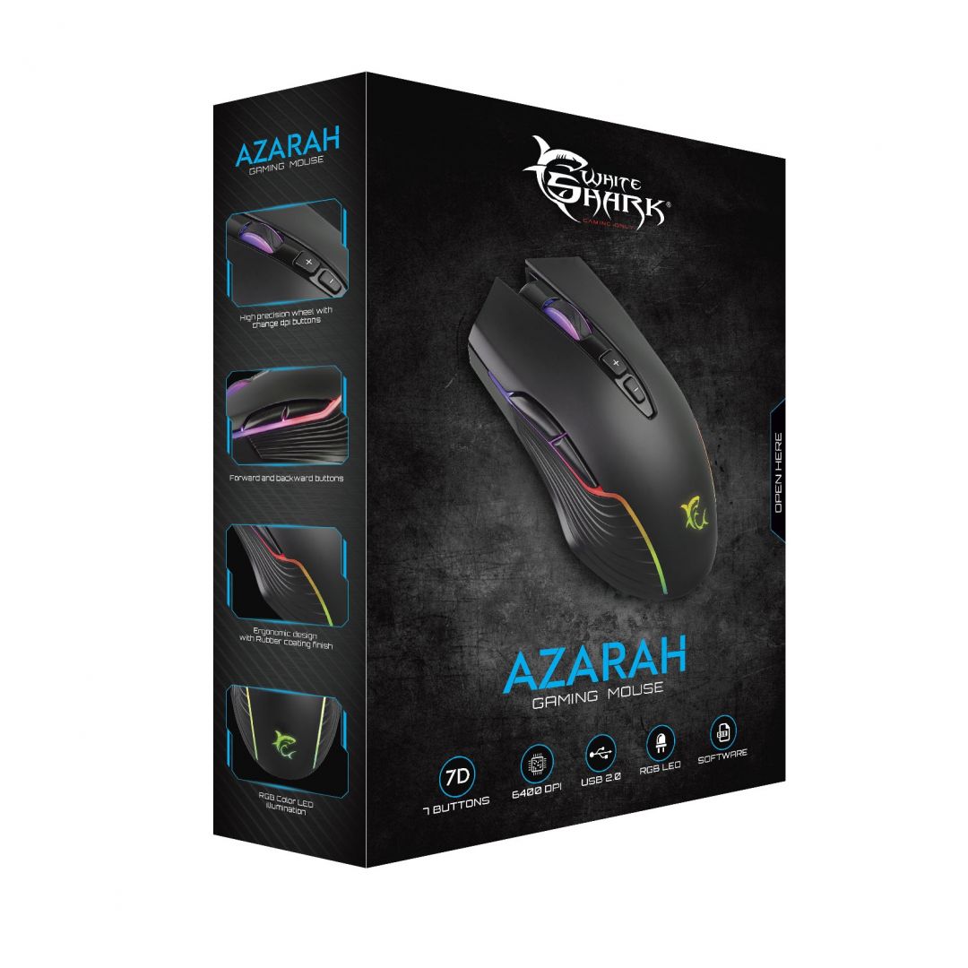 White Shark Azarah RGB Gaming Mouse Black