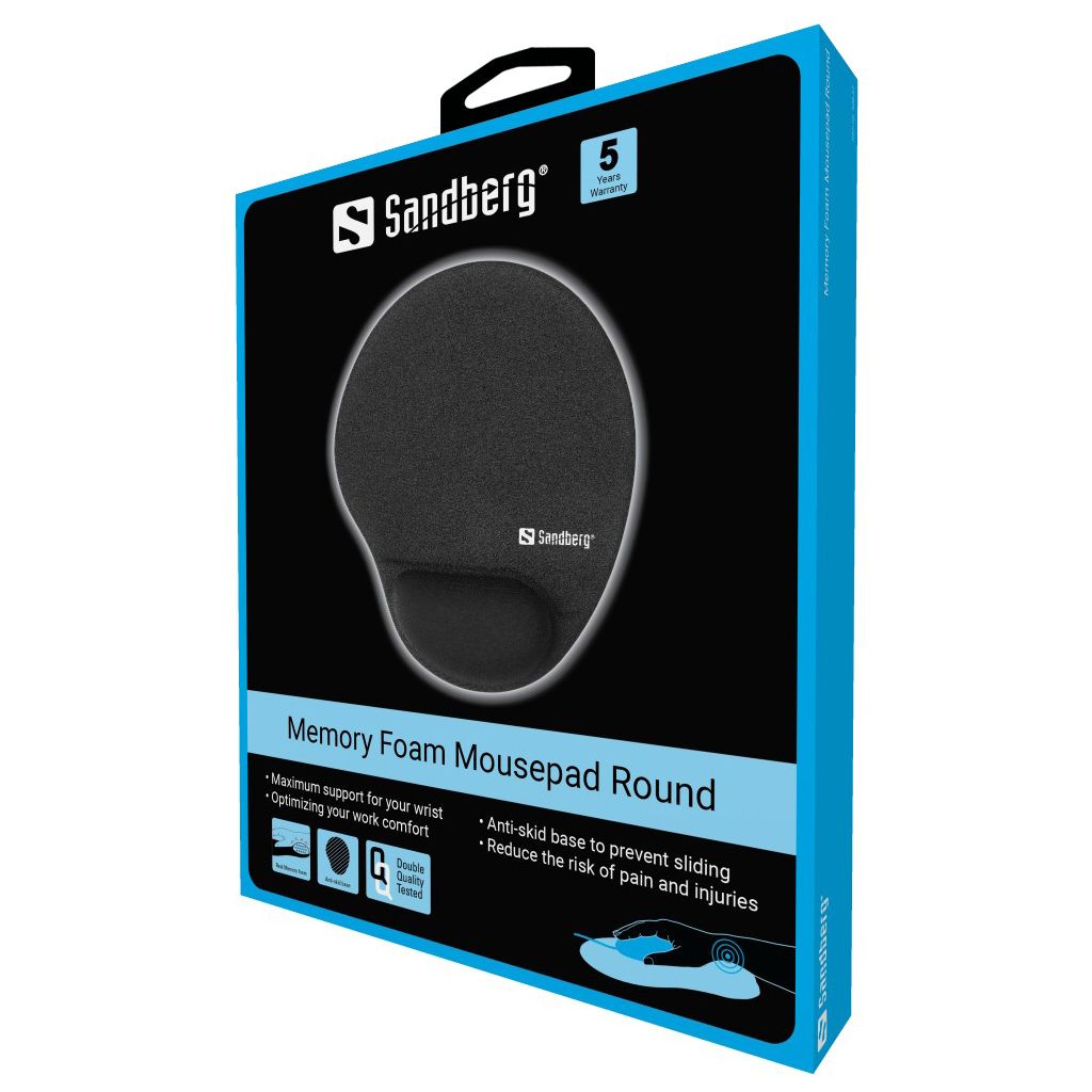 Sandberg Memory Foam Round Egérpad Black