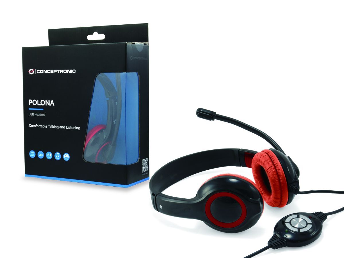 Conceptronic  CCHATSTARU2R Headset Black/Red