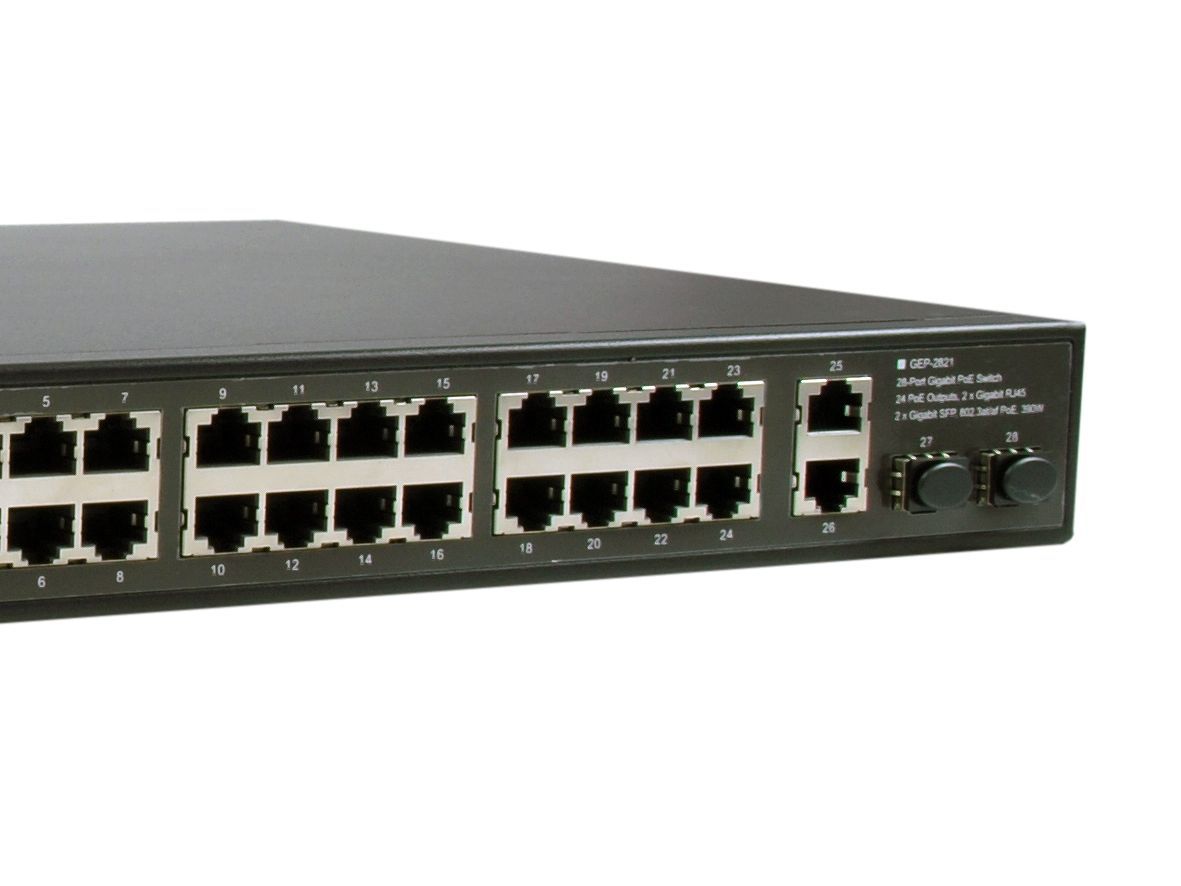 LevelOne GEP-2821 28-Port Gigabit PoE Switch, 24 PoE Outputs