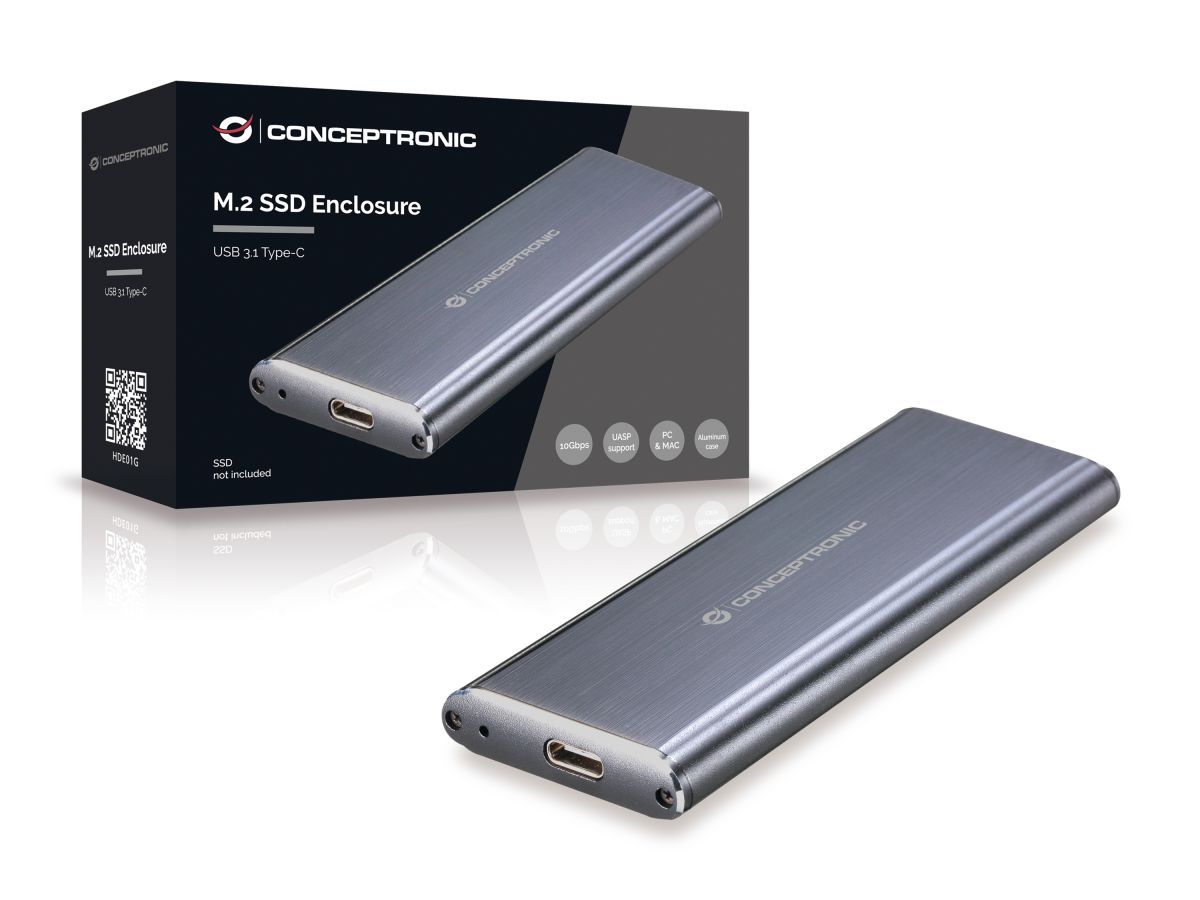 Conceptronic  M.2 USB 3.2 SATA SSD Enclosure Grey