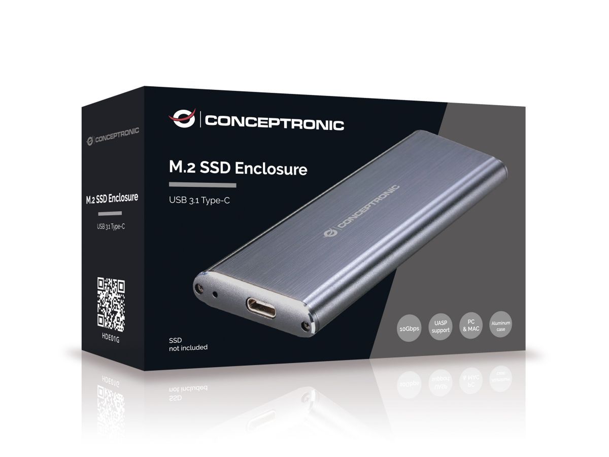 Conceptronic  M.2 USB 3.2 SATA SSD Enclosure Grey