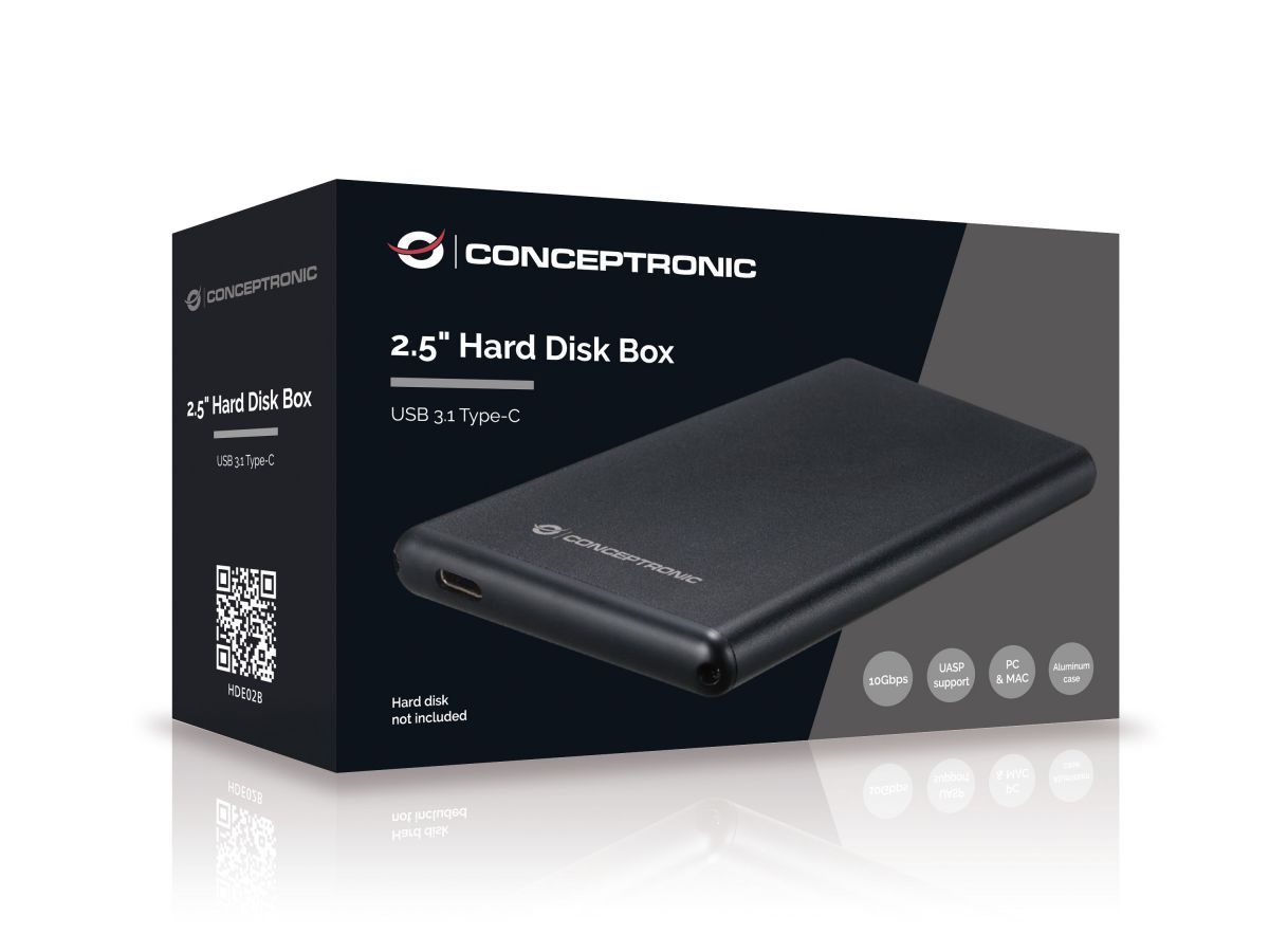 Conceptronic  2.5" USB 3.2 SATA HDD/SSD Enclosure Black