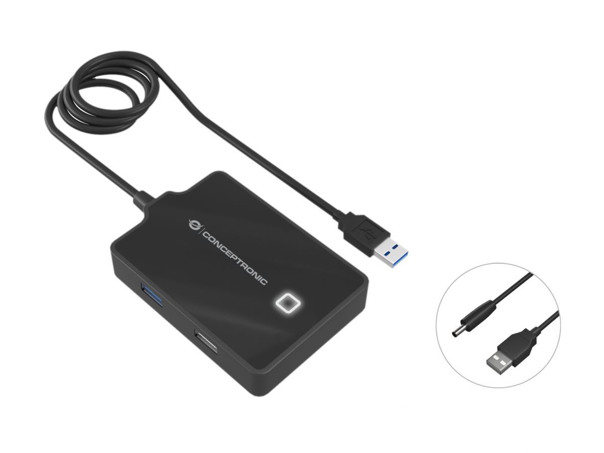 Conceptronic  4-Port USB 3.0/2.0 HUB Black