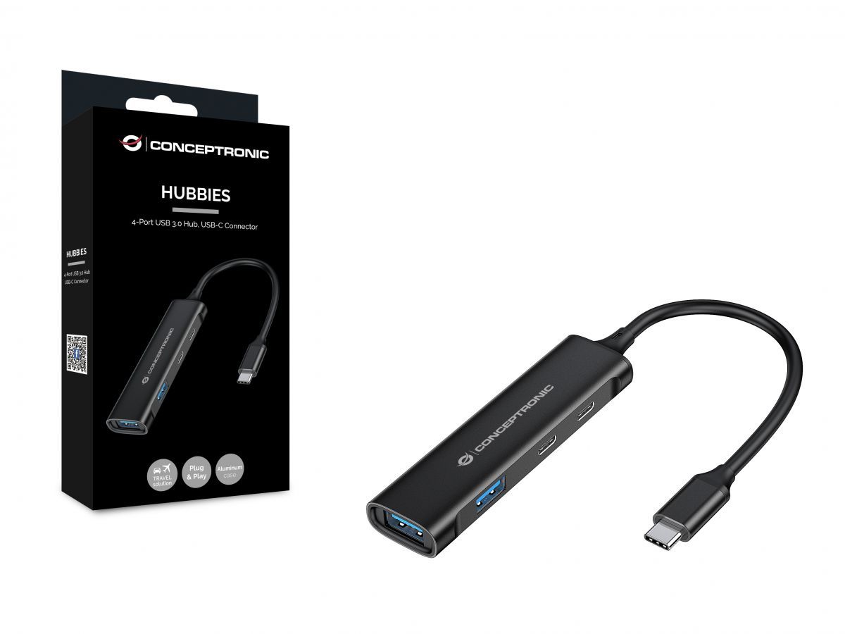 Conceptronic  4-Port USB-C HUB Black