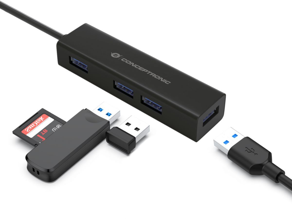 Conceptronic  4-Port USB-C HUB Black