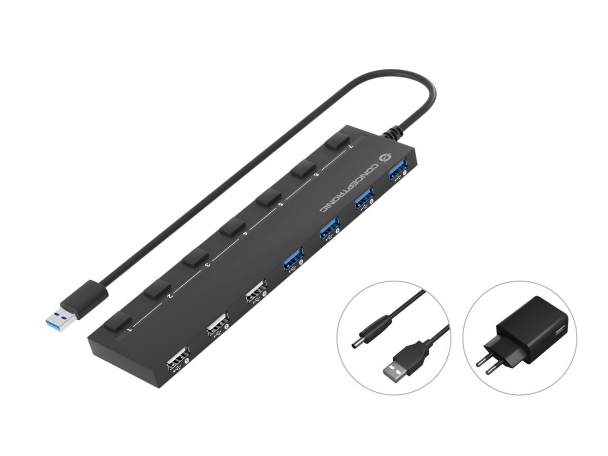 Conceptronic  7-Port USB 3.0/2.0 HUB Black