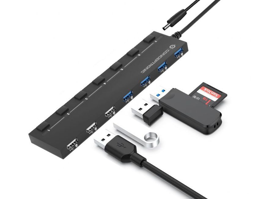 Conceptronic  7-Port USB 3.0/2.0 HUB Black