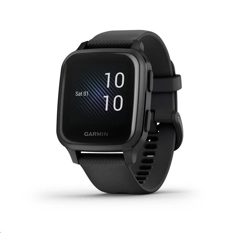 Garmin Venu Sq Music Slate Aluminium Bezel with Black Case and Silicone Band