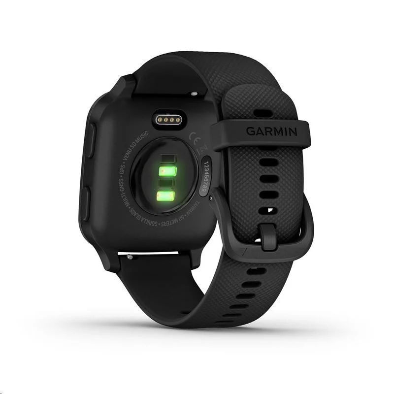 Garmin Venu Sq Music Slate Aluminium Bezel with Black Case and Silicone Band