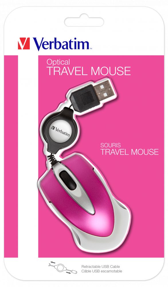 Verbatim Go Mini Optical Travel Mouse Hot Pink