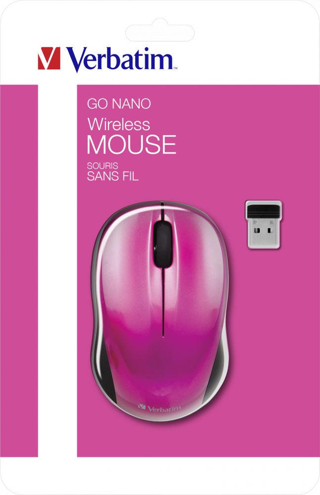 Verbatim Go Nano Wireless Mouse Hot Pink