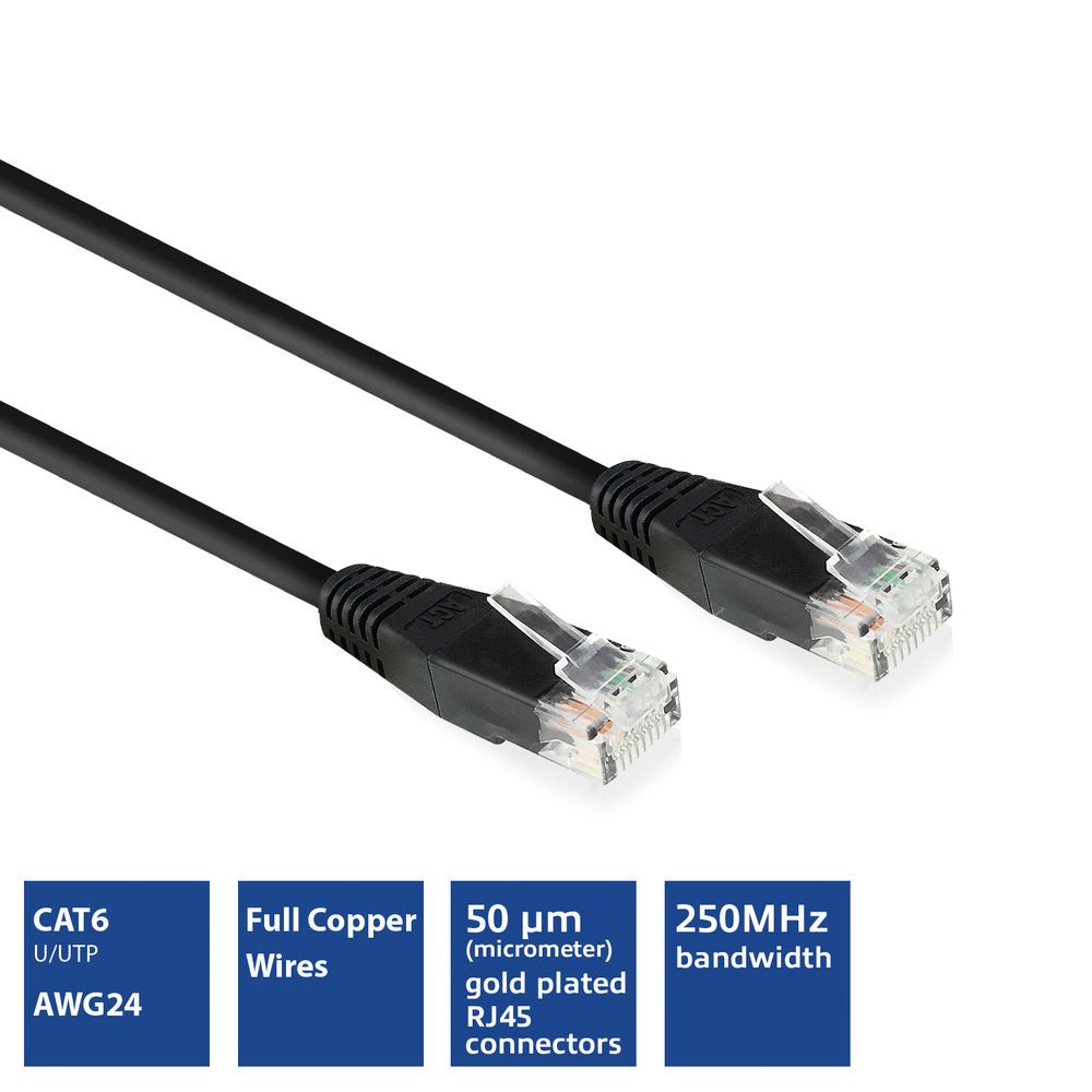 ACT CAT6 U-UTP Patch Cable 0,9m Black