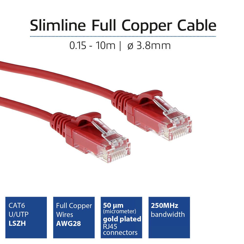 ACT CAT6 U-UTP Patch Cable 2m Red